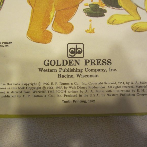 VTG 1972 DISNEY'S WINNIE-THE-POOH, A TIGHT SQUEEZE, GOLDEN BOOK - Picture 4 of 5